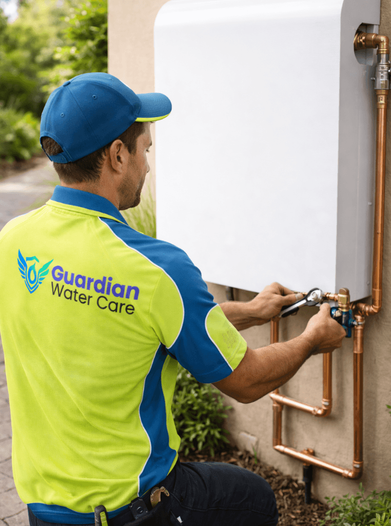 Guardian Water Care plumber installing a filter